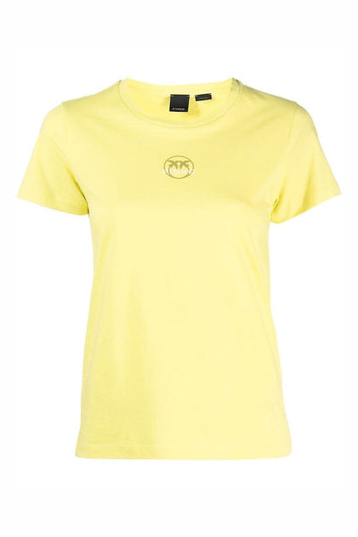 Pinko Bussolotto Short-Sleeved Cotton T-shirt Κίτρινο 100355 A0KO T60