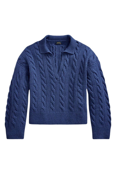 Ralph Lauren Cable-Knit Wool-Cashmere Polo Μπλούζα Μπλε 211872731003