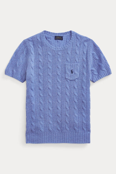 Polo Ralph Lauren Cable Wool-Cashmere Short-Sleeve Jumper Μπλε 211873374002