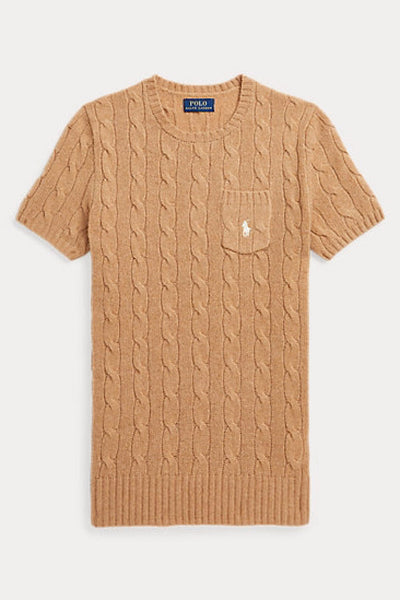 Polo Ralph Lauren Cable Wool-Cashmere Short-Sleeve Jumper Camel 211873374001