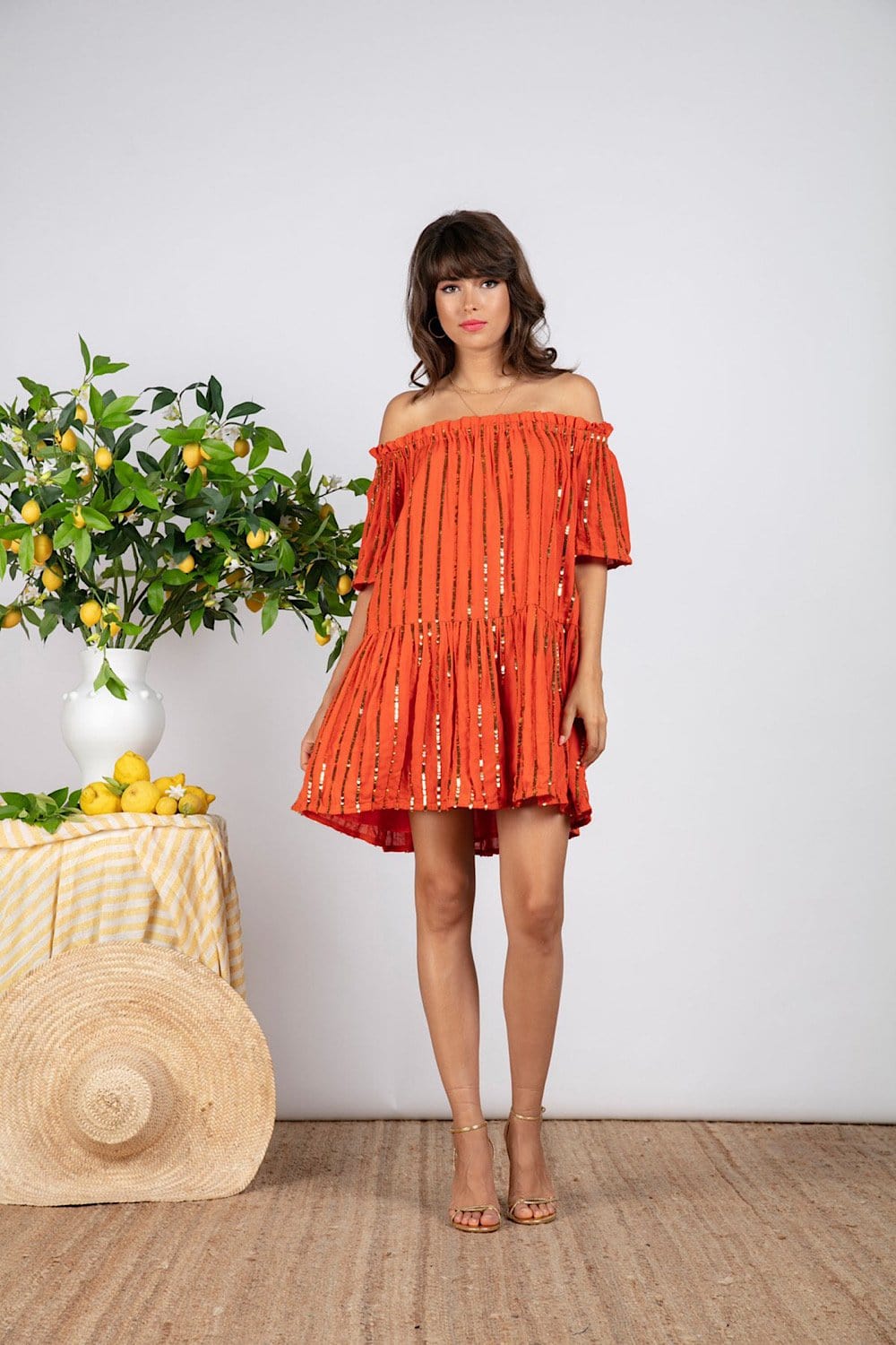 Sundress bella short tangerine κοντο φορεμα – beautycollection.gr