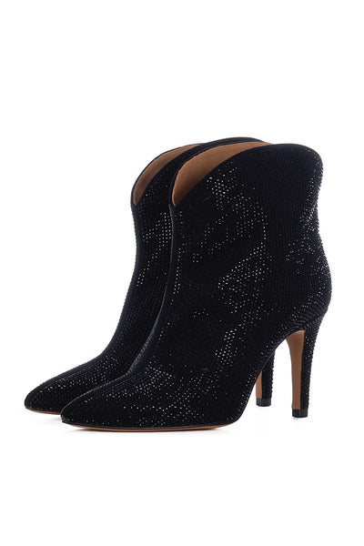 Toral Ankle Boots with Strass Μαύρα TL-12636