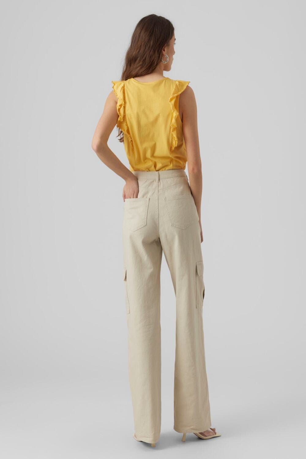 Vero Moda Sleeveless Ruffle Top Yellow 10285439